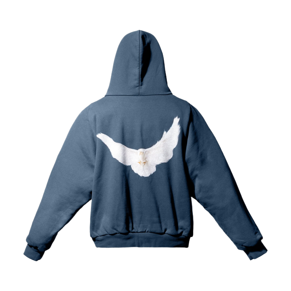 Yeezy Gap Balenciaga Dove Shrunken Hoodie Dark Blue LC