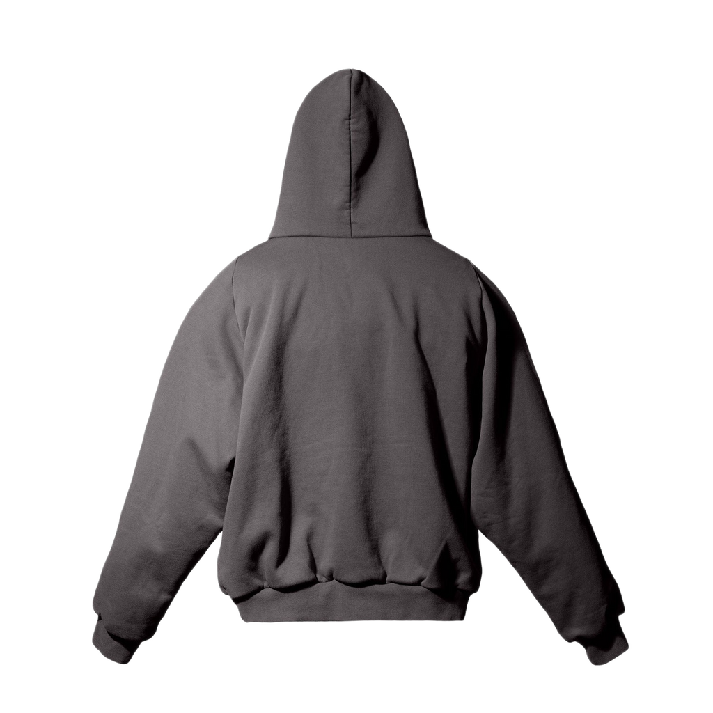 Yeezy Gap Balenciaga Shrunken Logo Hoodie Dark Grey